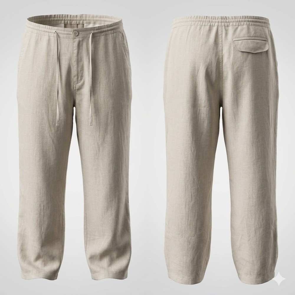 Bruno New York Mens XL Pants Beige 100% Linen Drawstring RN 123827 Beach Summer